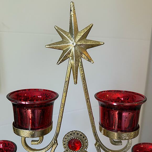 Ashland 21" Red & Gold 6-Votive Candle Holder Decor for Christmas Special Events - Picture 8 of 13